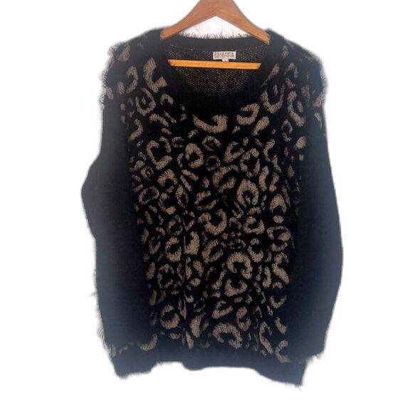 Joseph A Fuzzy Sweater Animal Print Bold Abstract Size Large Boho Streetwear - Picture 4 of 10